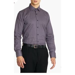 NWT Stacy Adams Navy Blue Modern Fit Button Down Dress Shirt XL